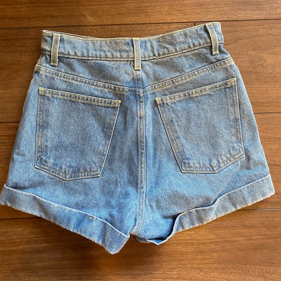 American Apparel High Rise Cuffed Denim Shorts - Picture 7 of 12